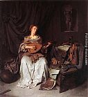 Woman Playing a Lute by Cornelis Bega